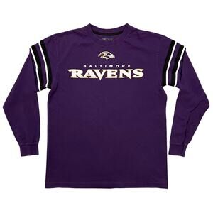 NFL Ravens Baltimore Logo Purple Black Long Sleeve T-Shirt Mens Size Medium